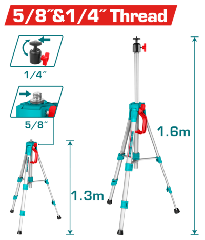 Chân đế lỗ ren 5/8& 1/4 inch dùng cho máy đo mức cân bằng tia laser xanh Hiệu TOTAL TLLT01572