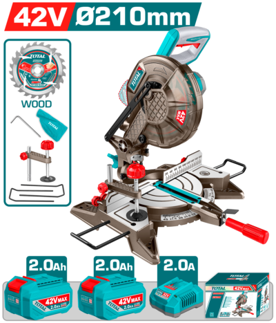 Máy cưa cắt góc 210mm không chổi than dùng pin 42V Hiệu TOTAL TMSLI422182
