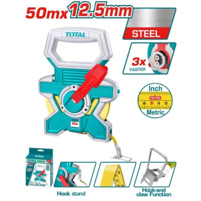 Thước cuốn thép 50mx12.5mm Hiệu TOTAL TMT08506