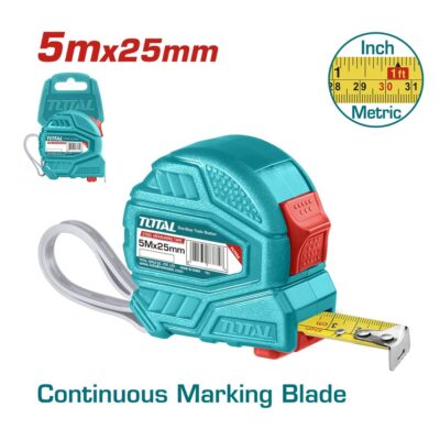 Thước kéo thép nền vàng (5mx25mm) Hiệu TOTAL TMT126352