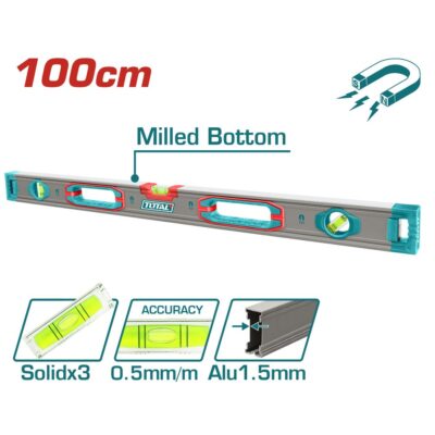 Thước thuỷ dùng cho thợ xây dựng kèm nam châm hút 100cm Hiệu TOTAL TMT210028M