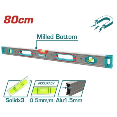 Thước thuỷ dùng cho thợ xây dựng kèm nam châm hút 80cm Hiệu TOTAL TMT28028M