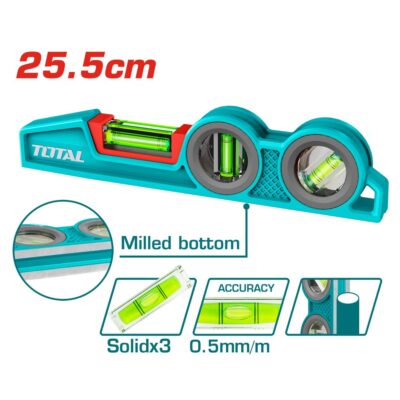 Thước thuỷ độ bền cao dùng cho thợ xây dựng 25.5cm Hiệu TOTAL TMT921306