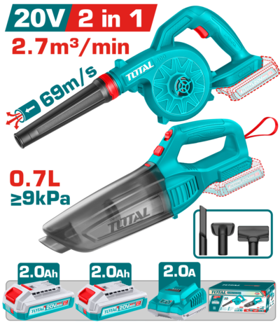 Bộ combo máy thổi bụi & máy hút bụi 0.7L dùng pin 20V Hiệu TOTAL TOSLI240999