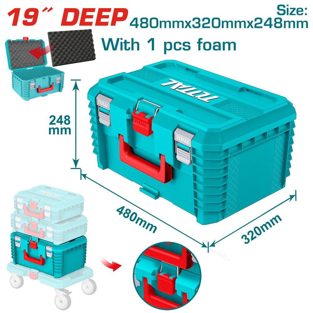Hộp rỗng bằng nhựa dùng đựng đồ nghề xếp chồng sâu 19 inch Hiệu TOTAL TPBXS103