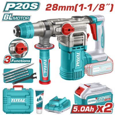 Máy khoan bê tông không chổi than dùng pin Lithium-ion 20V Total TRHLI202885