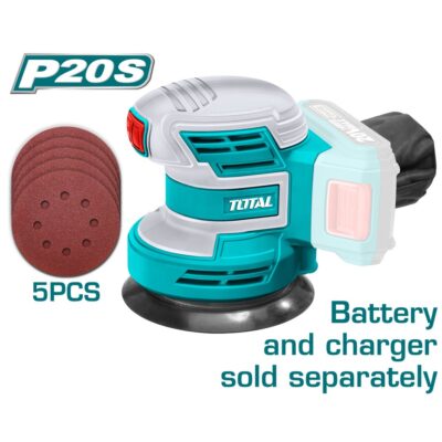Máy chà nhám tròn dùng pin Lithium 20V (không kèm pin & sạc) Total TROSLI2001