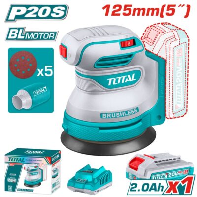 Máy chà nhám tròn không chổi than dùng pin 20V Total TROSLI20021