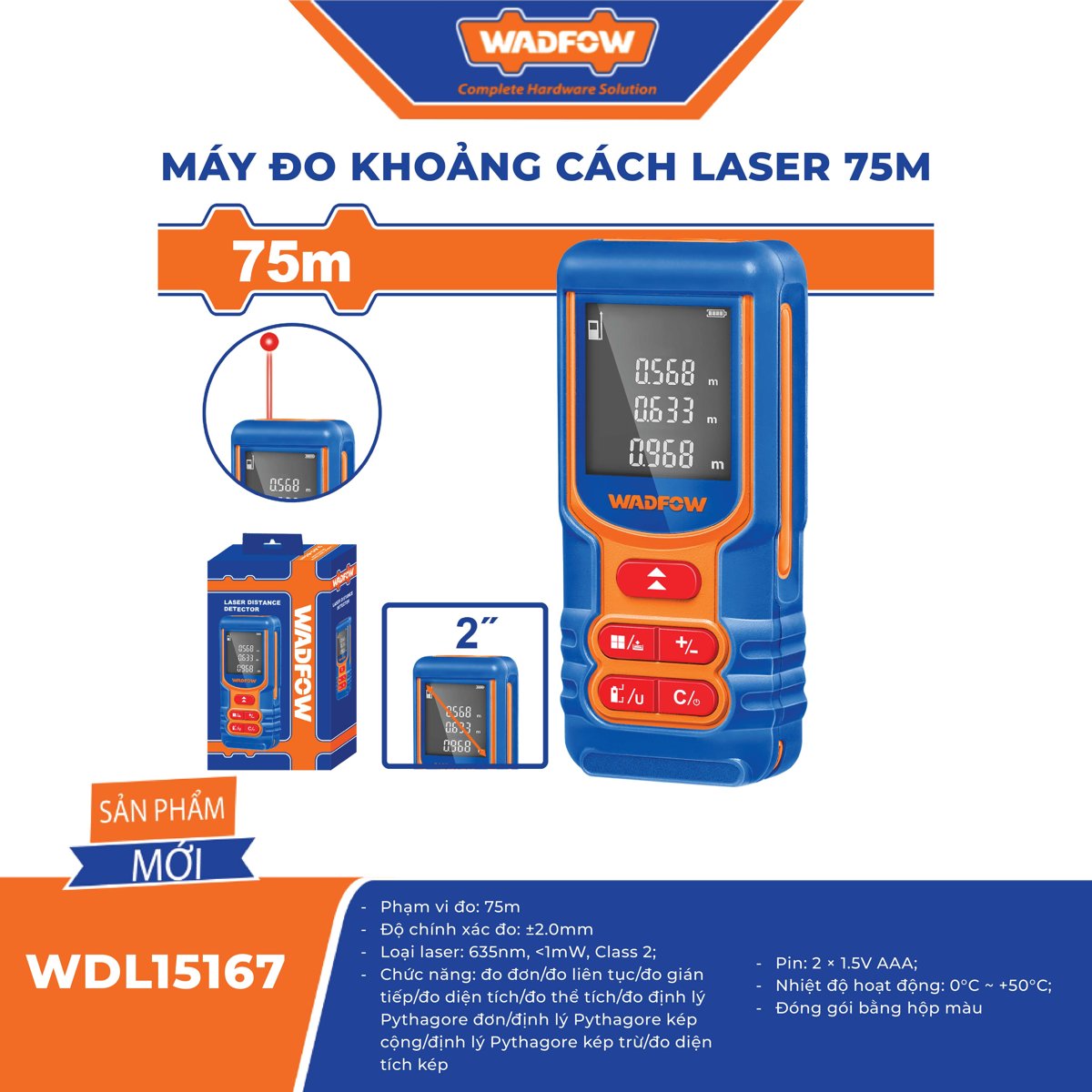 WDL15167_2 Máy đo khoảng cách laser 75m WADFOW WDL15167