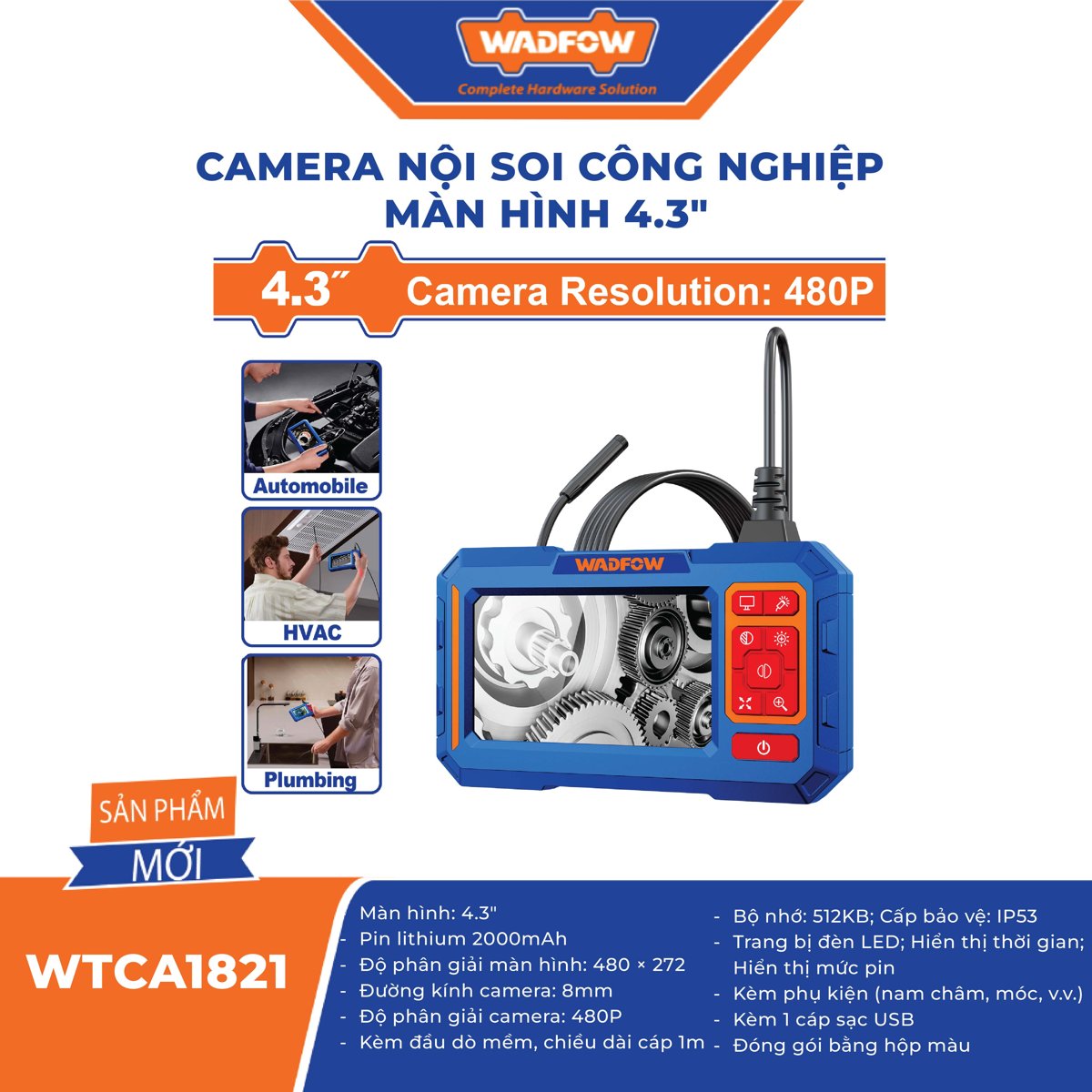 WTCA1821_2 Camera nội soi công nghiệp màn hình 4.3" WADFOW WTCA1821
