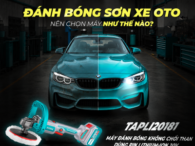 Máy đánh bóng không chổi than dùng pin 20V TOTAL TAPLI20181 cho công việc đánh bóng sơn xe.