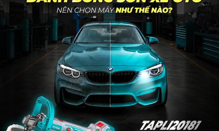 Máy đánh bóng không chổi than dùng pin 20V TOTAL TAPLI20181 cho công việc đánh bóng sơn xe.